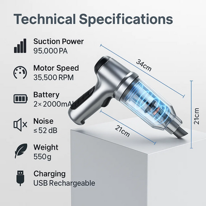 Vacuum Cleaner - Powerful and Compact Car Vac for Quick Cleaning