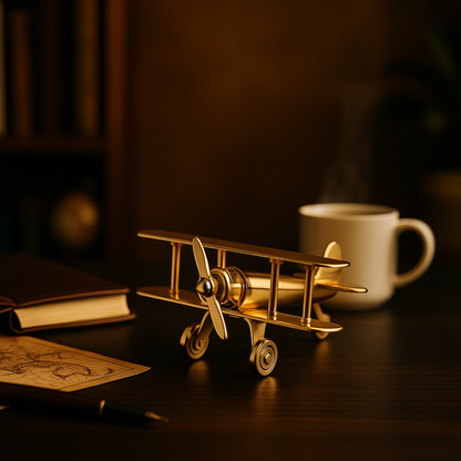 SkyCraft™ Brass Aeroplane Desk Showpiece