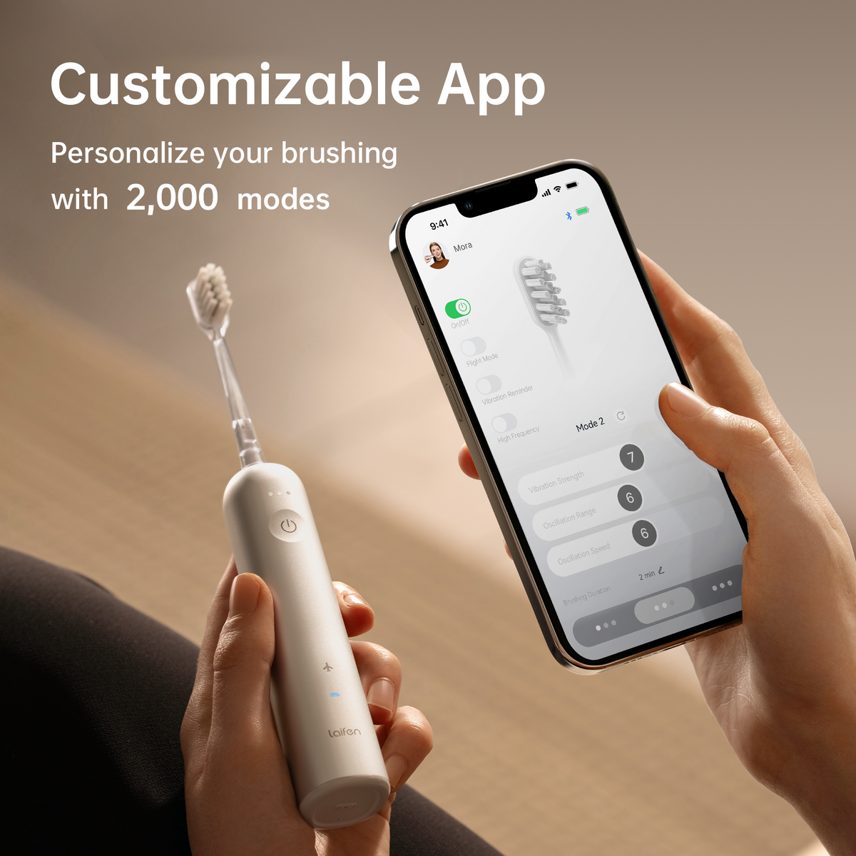 Electric Toothbrush, 60° Oscillation &  (66,000 Times/Minute) Vibration