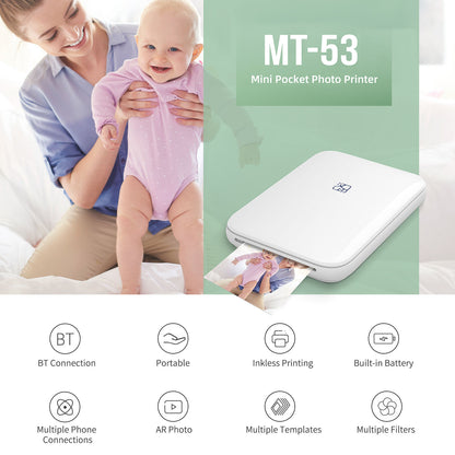 PP03 Color Mini Photo Printer | MT53 Pocket Photo Color Printer